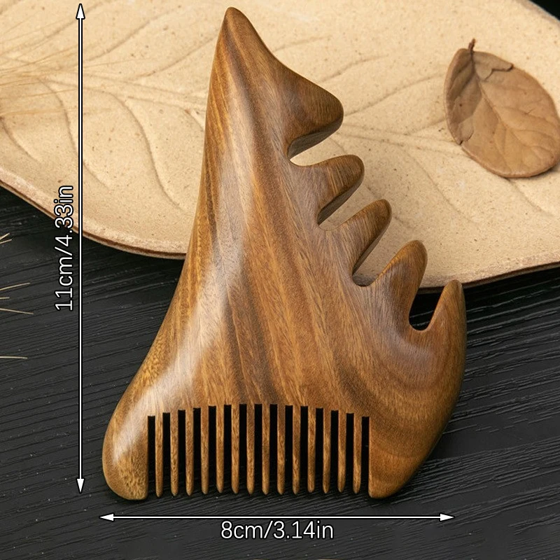 1PC Sandalwood Multi-function Meridian Massage Comb Head Massager Scalp Big Tooth Sandalwood Anti-hair Loss Comb