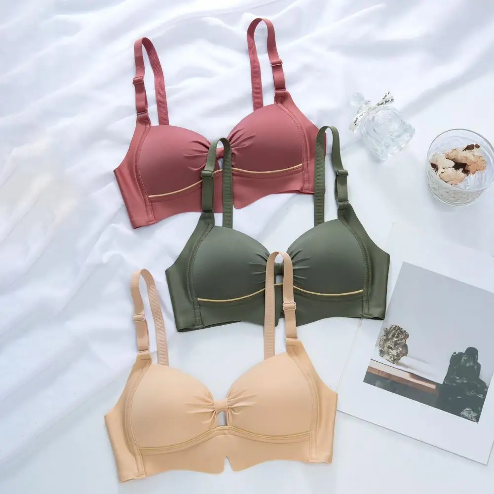 Adjustable Shoulder Strap Bra Comfortable Wireless Push Up Bra for Women Full Coverage Supportive Bralette Non-steel Ring