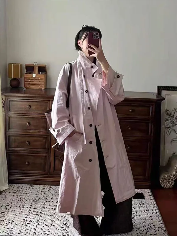 

Loose Women's Long over Knee Windbreaker in ell Purple for plus Size 300 Pou Autumn Season Casual Wear American Sle