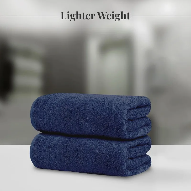 Pack of 4 Extra Large Bath Towels 30 x 60 Inches, 100% Cotton, Larger & Lighter Weight, Quicker to Dry, Super Soft and Absorbent