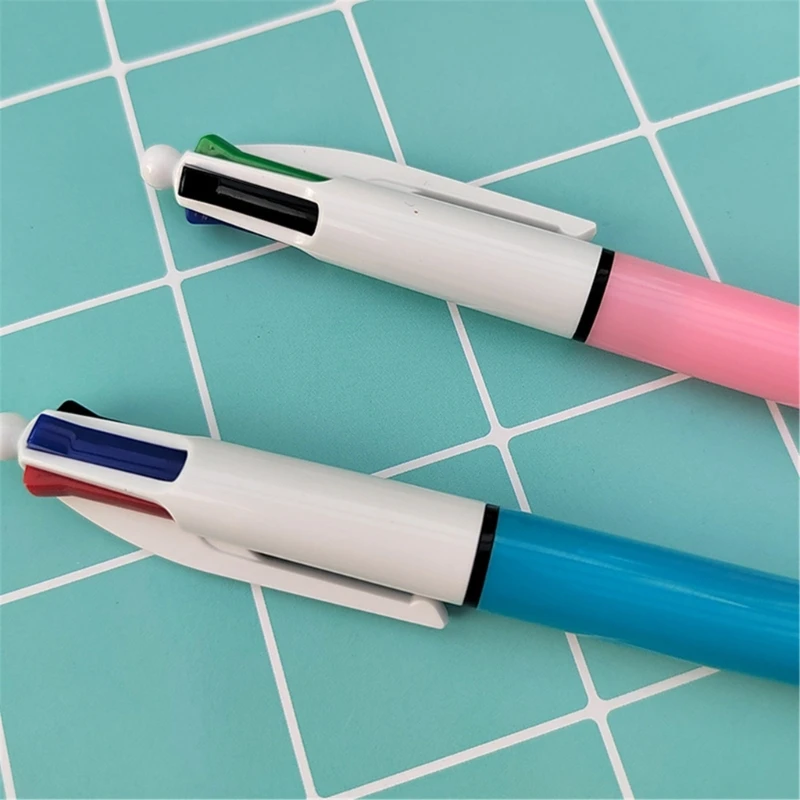 5 Pieces Retractable Multicolored Ballpoint Pen 4-Colors-in-1 Ballpoint Pen for Kid Student Class Reward Christmas Gift