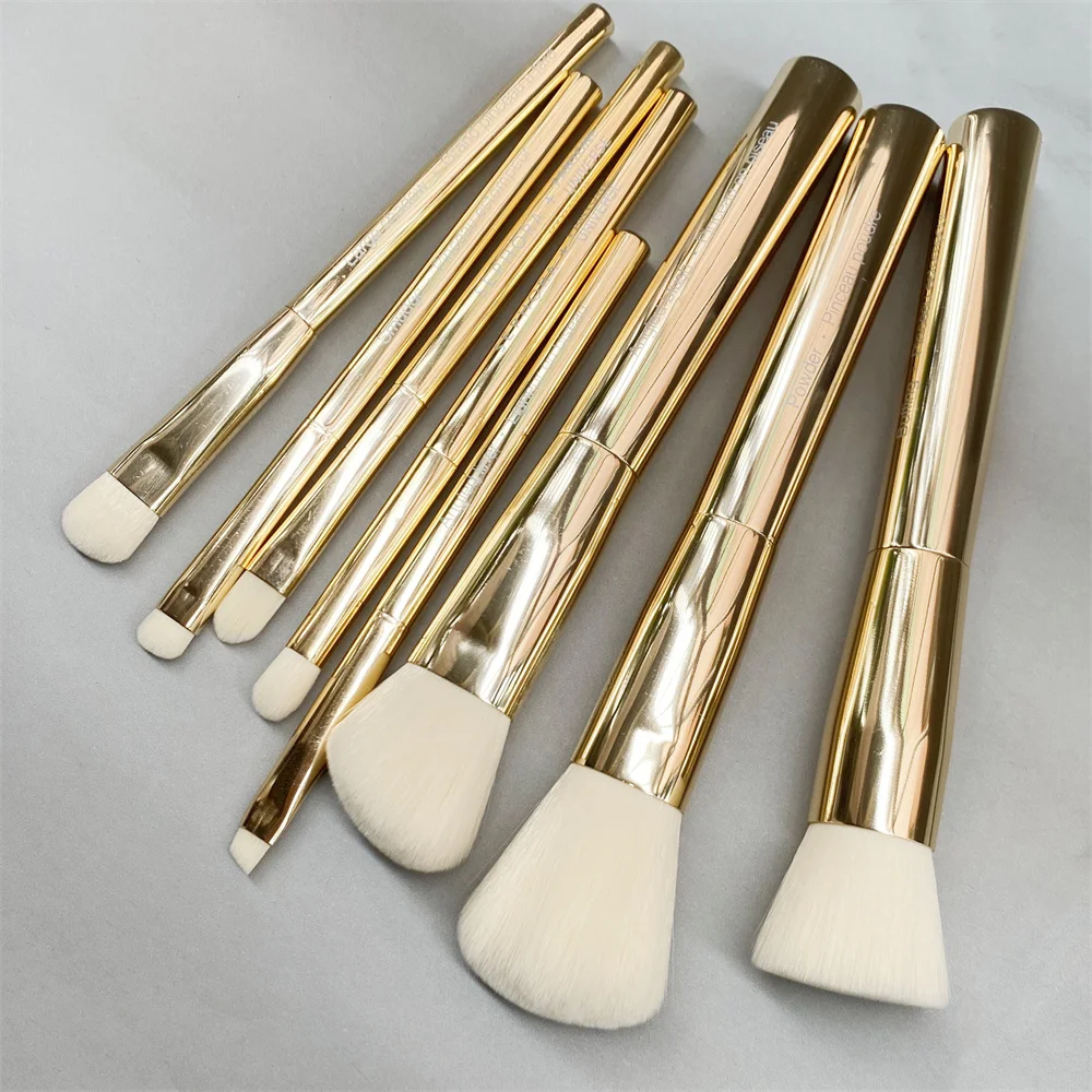 SEP + PANTONE UNIVERSE Faux Cashmere Makeup Brush Set - 8pcs Gold Soft Hair Beauty Cosmetics Brushes Blender