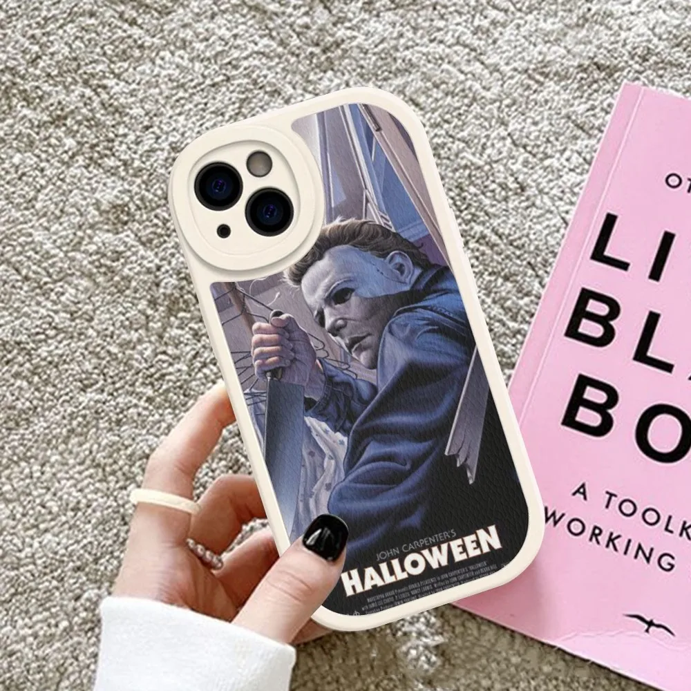 M-Michaels-M-Myers Horror Halloween Movie Phone Case Hard Leather For IPhone 16 15 14 13 Mini 14 Pro Max Xs X Xr 7 8 Plus Fundas