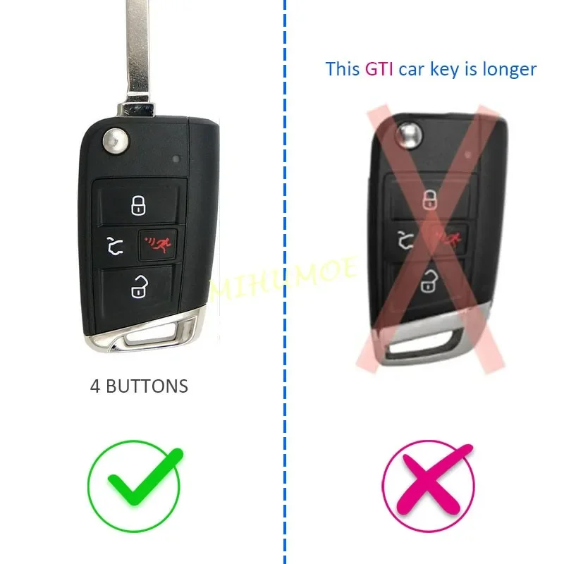Silica Gel 4 Button Car Flip Key Fob Chain Cover Case For VW Jetta Golf MK7 Tiguan e-Golf - view 2