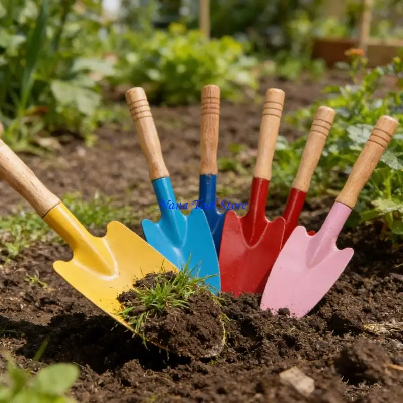 31GJ 10Pcs Professional Wooden Handle Reinforced Gardening Shovel Loose Soil Planting Easy Use Beach Shovel for Planting