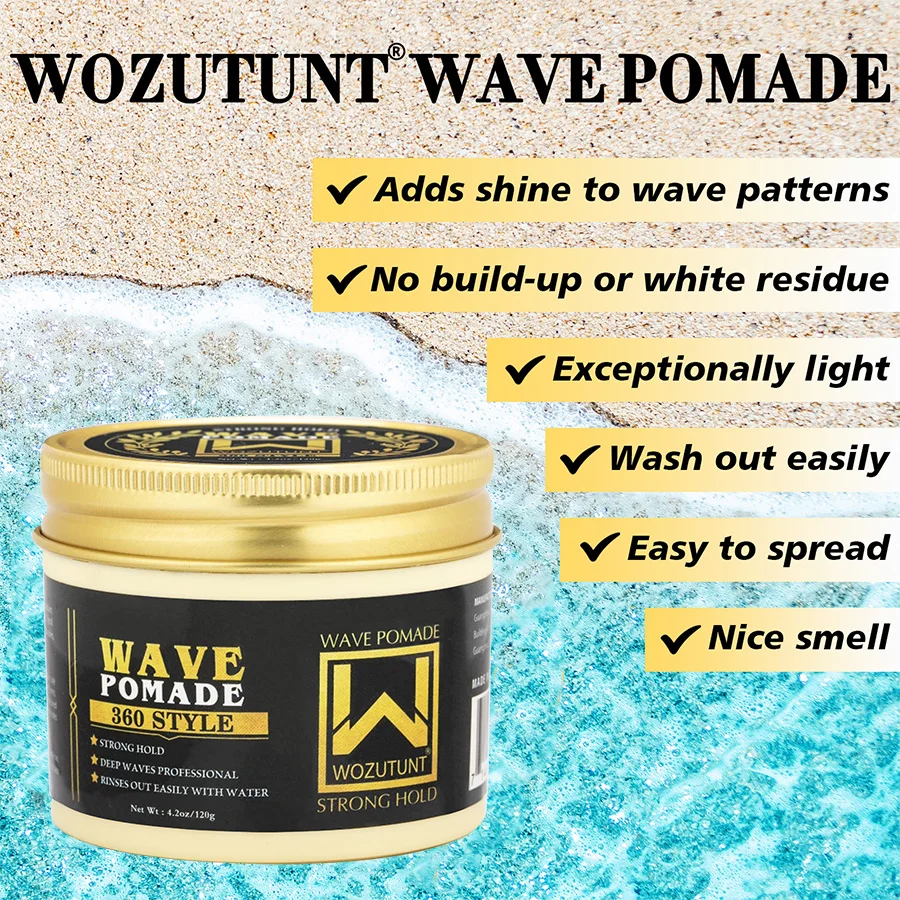 Natural Shea Butter Wave Control Pomade Strong Hold Layered Hair Clay High Shine Nourish Scalp 360 Style Wave Styling Hair Cream