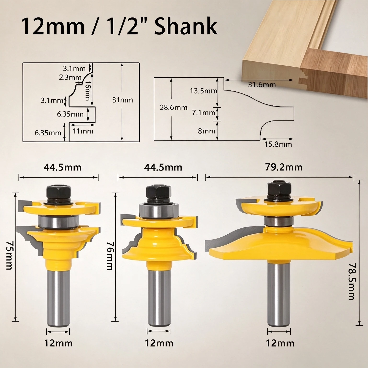 Cutting Router Bit Engraving Machine 12mm 1/2