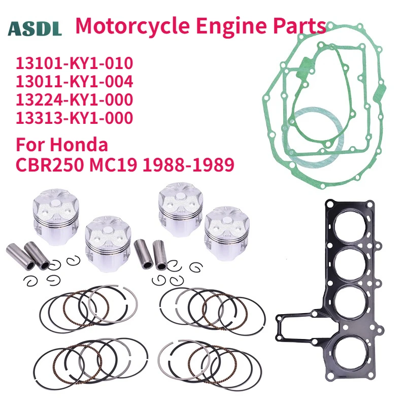 

For Honda CBR250 MC19 1988-1989 Motorcycle Engine Parts Piston Rings Kit and Overhaul Gasket Mat Repair Pad Set CBR 250