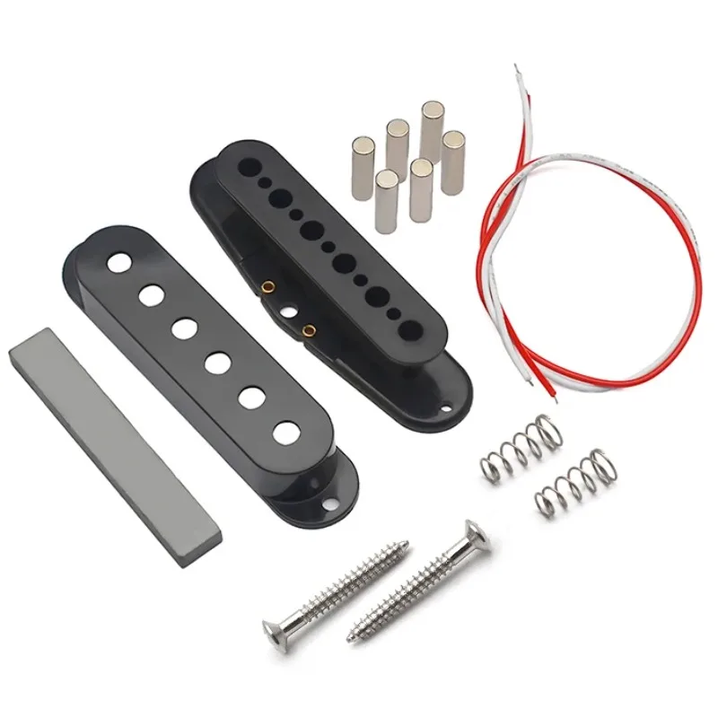 

DIY Parts Kits for Making Guitar Pickup of ST Electric Guitar Single Coil Pickup Bobbin/Cover/Ceramic Bar/Cable/Pole Mutil Color