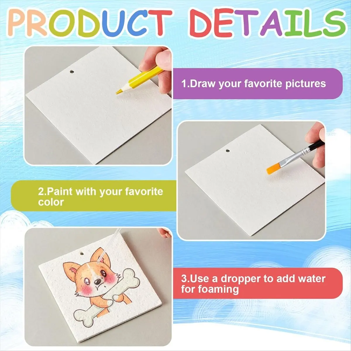Top Sale 20 Sheets Magic Foam Texture Paper 4 Shapes Foam Texture Drawing Paper for Acrylic Painting DIY Art