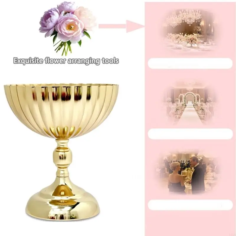 Metal Pedestal Urn Vase for Wedding Table Decors, Raised Compote Bowl Flower Centerpieces Holders for Freshing, Dried or Y5GB