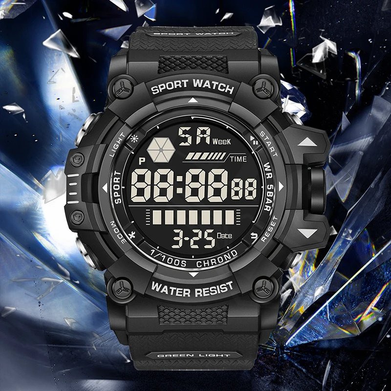 LIGE Fashion Digital Man Watch Dual Display Casual Sport Outdoor Clocks Waterproof HD Lumine Military Electronic Watches for Men