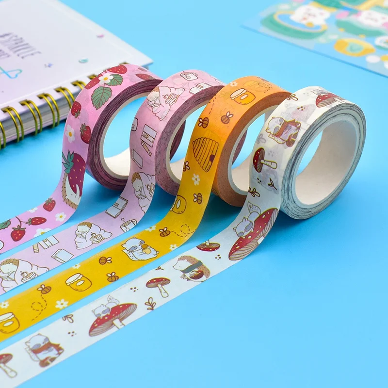 Customized productcustom make basic washi tape adhesive tape aesthetic lovely girl cute animal design masking sticker washi tape