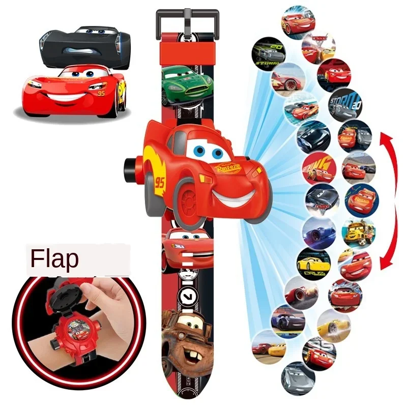 Disney Cars Story 20 Pictures Children Cartoon Projection Electronic Watch Lightning Mcqueen Action Figure birthday Gift for Kid