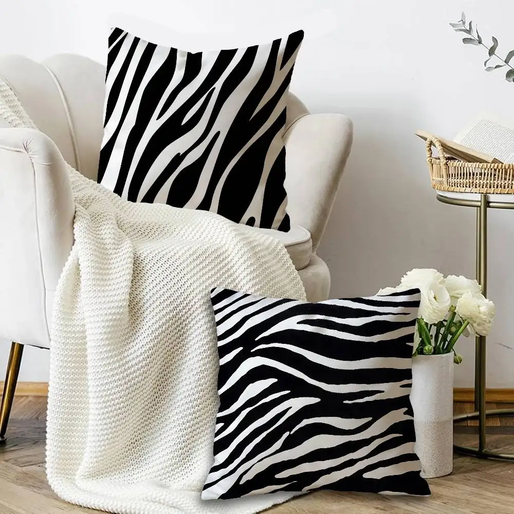 Black White Print Zebra Cushion Cover Car Throw Pillow Case For Sofa Car Christmas Gift 40x40cm 45x45cm - view 6