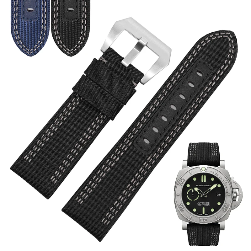 YOPO Selected Quality Canvas Watchband  Suitable For LUMINOR 1086 1085 Series 984 Nylon Watch Belt 24 26mm