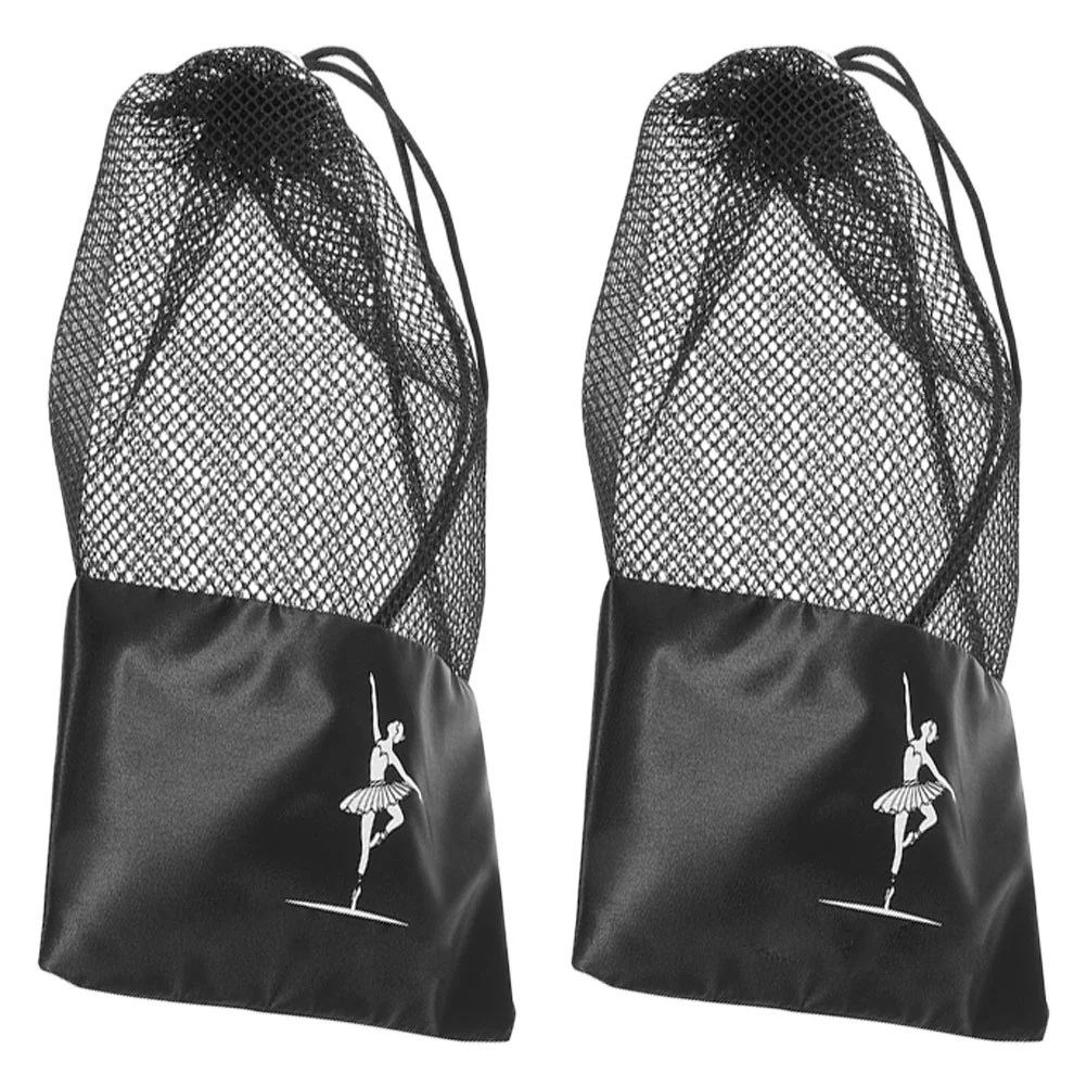 2Pcs Ballet Shoe Bag Drawstring Satin Dance Shoe Storage Portable Carrying Portable Bag for Women Drawstring Ballet Bags