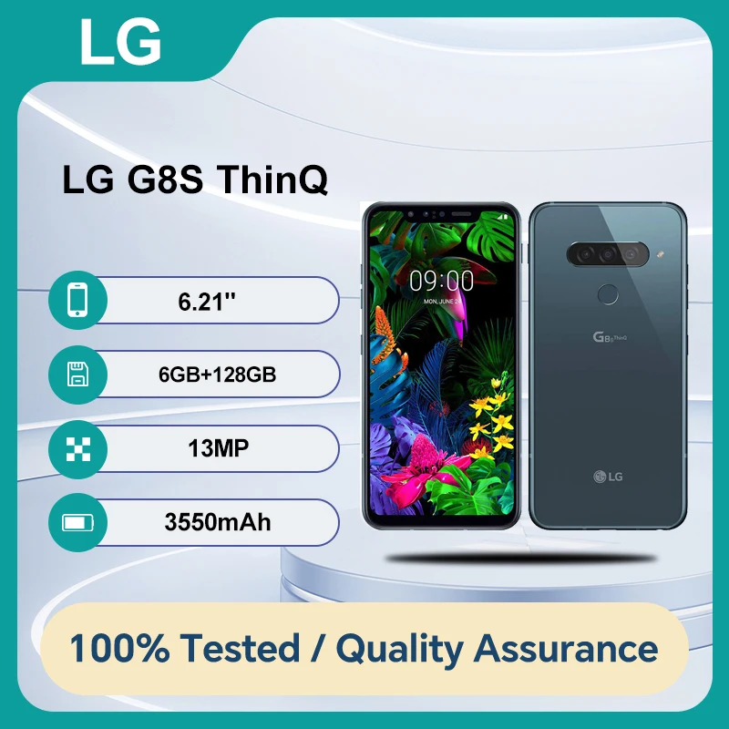مفتوح الأصلي LG G8S ThinQ LMG810EAW 128GB 6GB RAM بصمة 6.21 بوصة 13MP أندرويد 9.0
