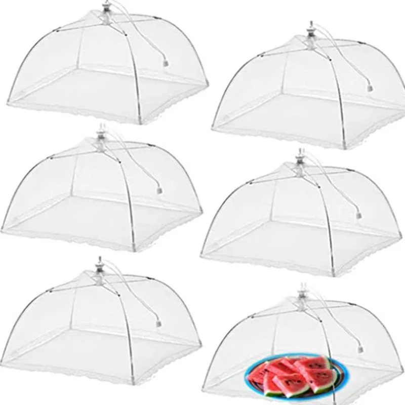 Kitchen Food Cover Foldable Anti Fly Mosquito Mesh Cover Picnic Dinner Table Umbrella Style Tent Cover Kitchen Gadgets