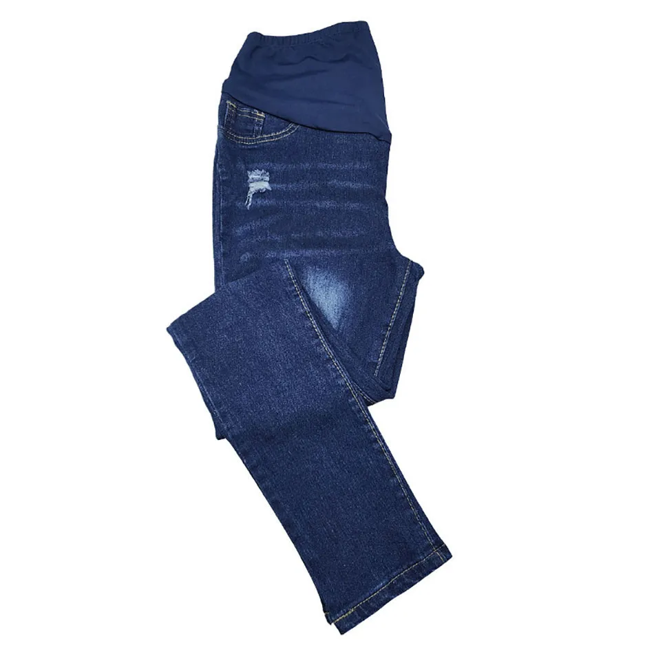 Eleganti pantaloni Jeans premaman a vita alta e fascia addominale strappati e comodi Denim elasticizzato Slim Fit per la primavera e l'autunno