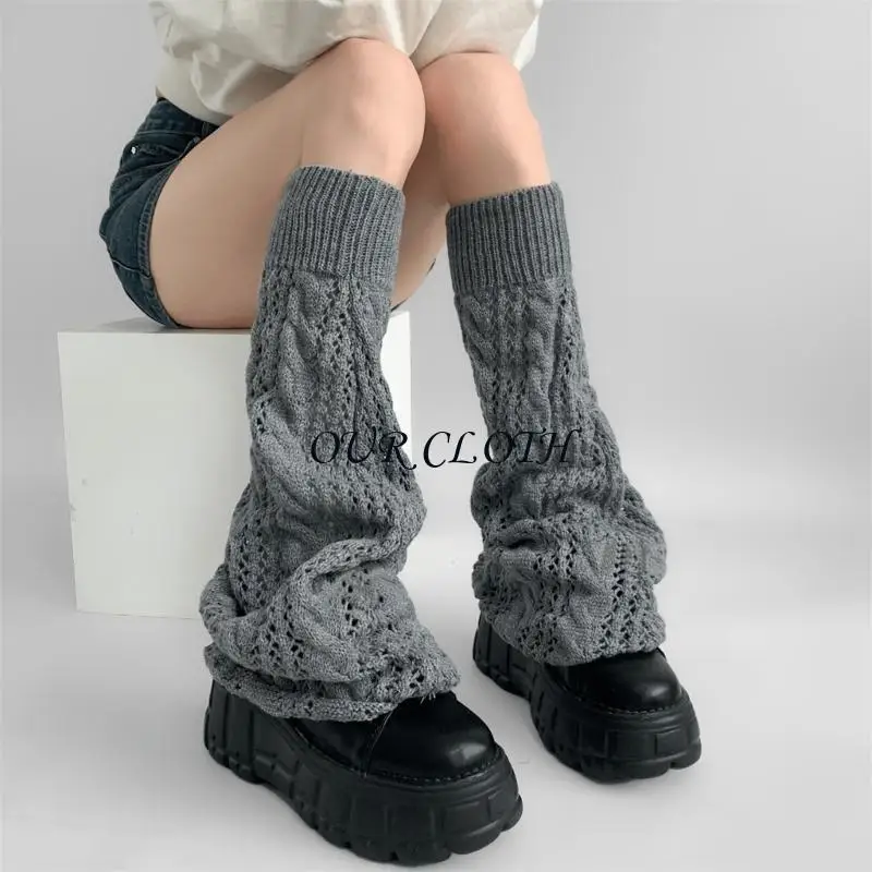 حفرة مجوفة ثقب متماسكة تدفئة الساق للنساء harajuku الشفور الجرونج الجوارب الطويلة الطويلة #5