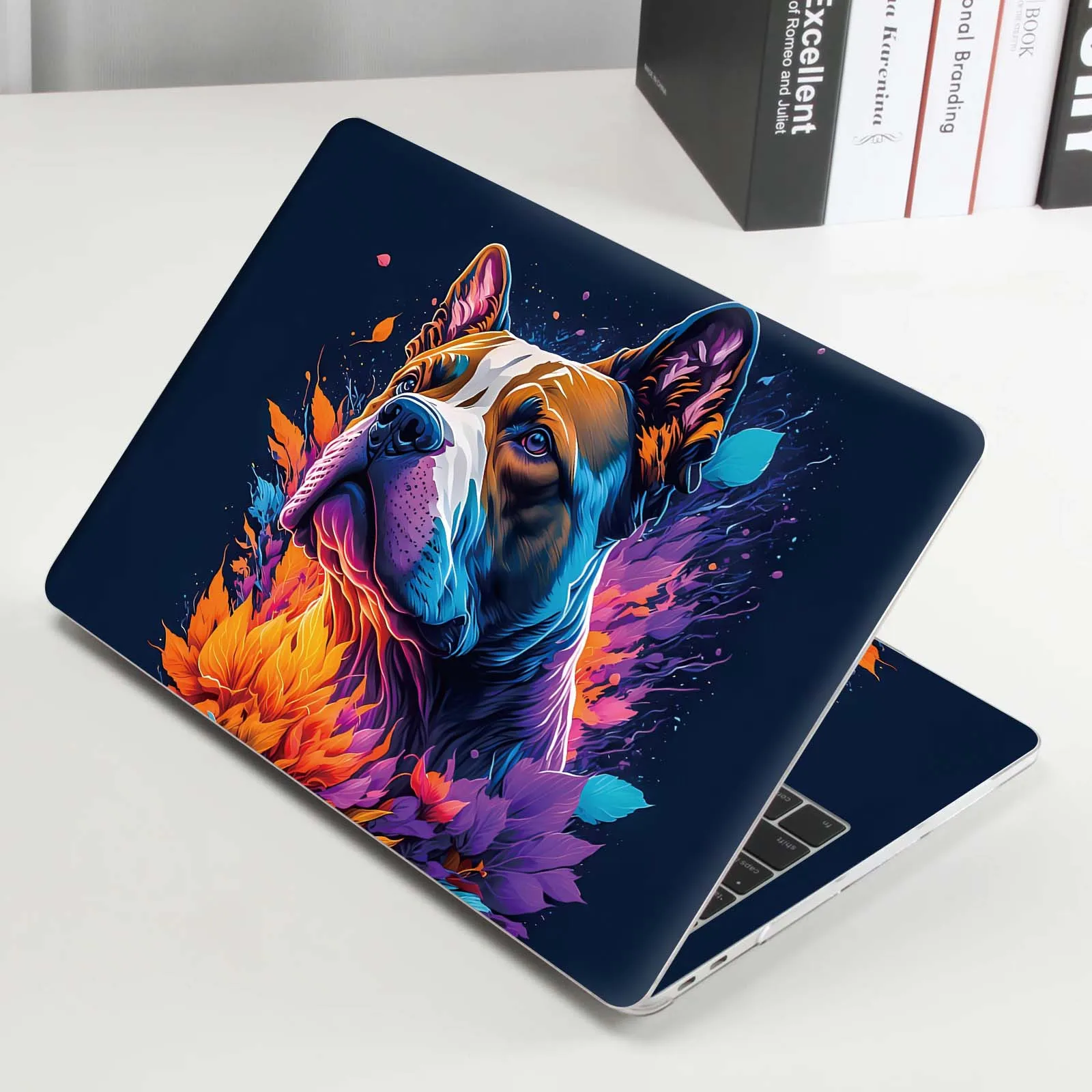 DIY A Set of 2 Colorful Cute Dog Pose Laptop Protector for 30.48-39 Cm Notebook Case Sticker Bright Color Decal Stickers