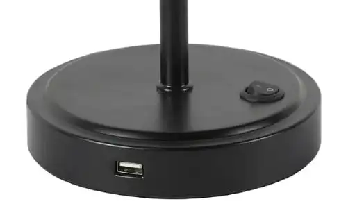 

19 Height Black Finish Metal Material Stick Lamp with USB Port, Modern, Office and Dorm