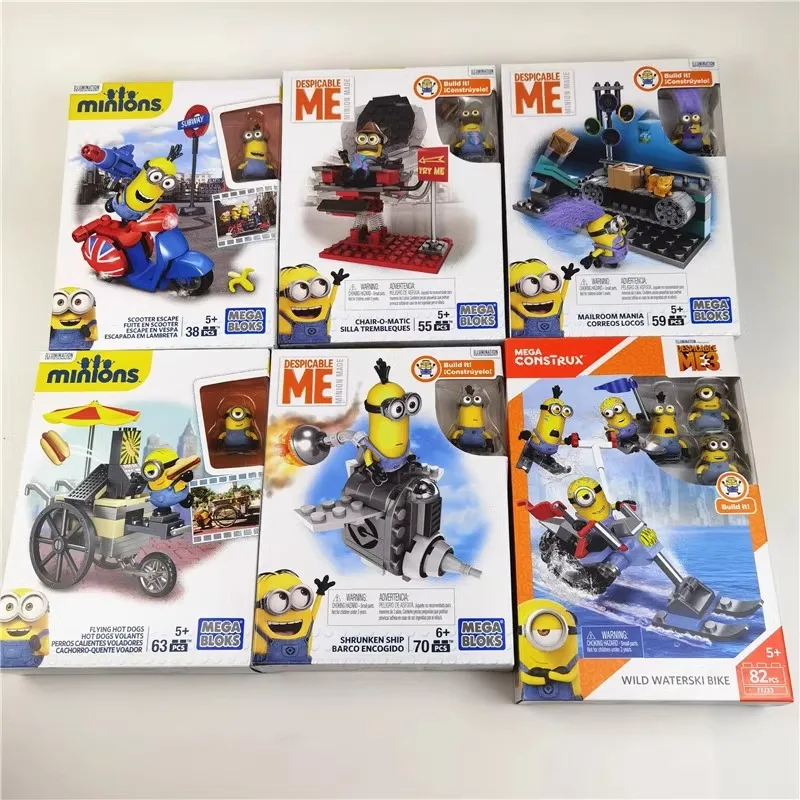 Anime Figure Miniones Bloks Construx Building Mini Cute Dave Stuart Kevin Bob Cartoon Collectible Model Toys Doll Kids Gifts