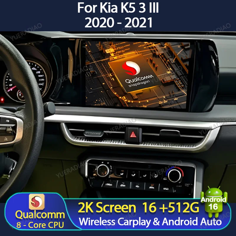 Radio para Auto Android 16 para KIA K5 3 III 2020 2021, Reproductor Multimedia de Video, Carplay, Unidad Central Multimedia, Autoradio, SWC, 2DIN