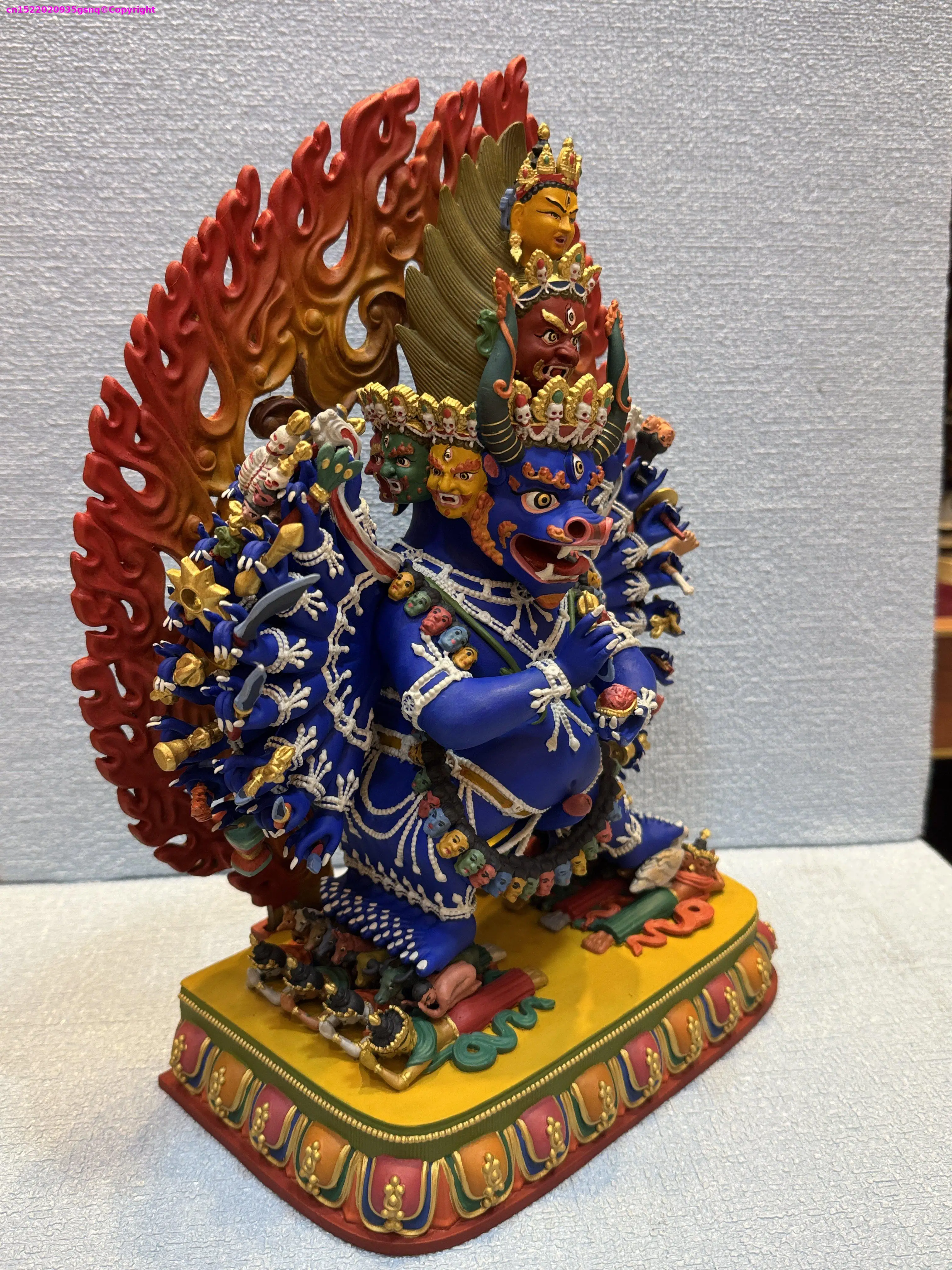 Nepal TOP Painted Buddha statue handmade copper Buddha statue Vajrabhairava Mahavira Yaman taka Buddha Buddhist enshrine 30cm