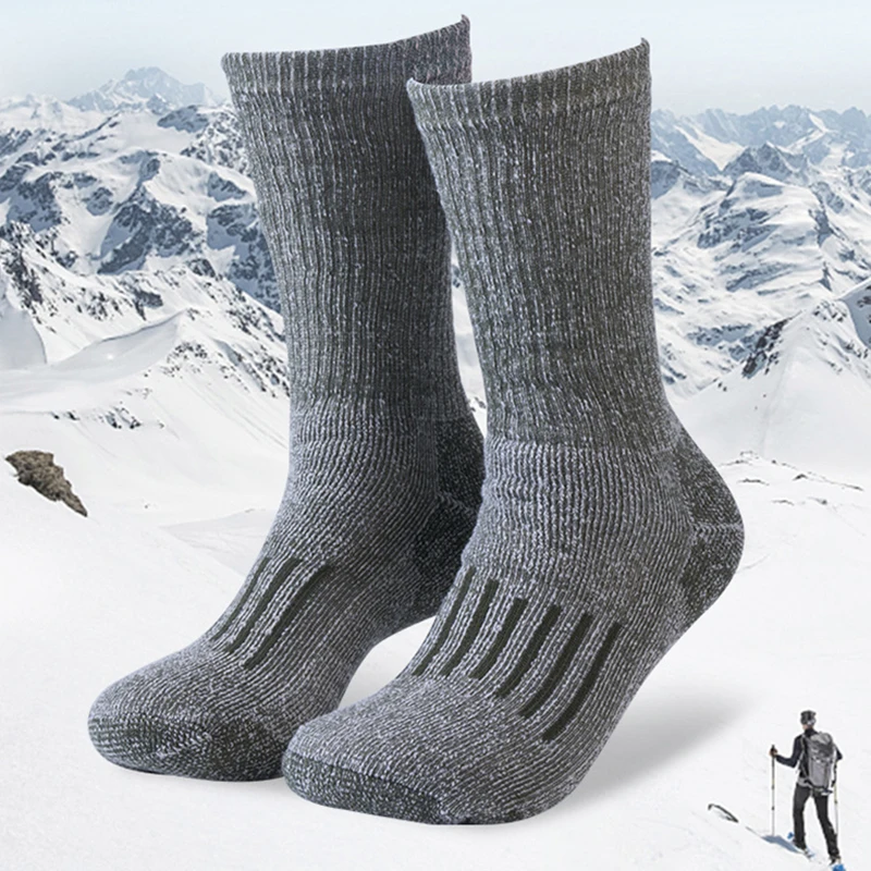 Hiking Socks Merino Wool Socks for Men Women 80% Merino Wool Ski Socks Winter Thick Thermal Crew Socks Men Walk Warm Anti-Odor