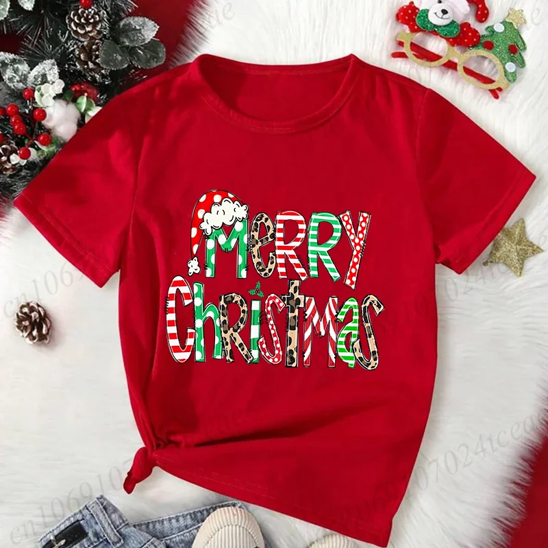 Bonito feliz natal rena impressão camisetas vermelhas para mulheres casual manga curta o-pescoço camisetas femininas festa de natal topos