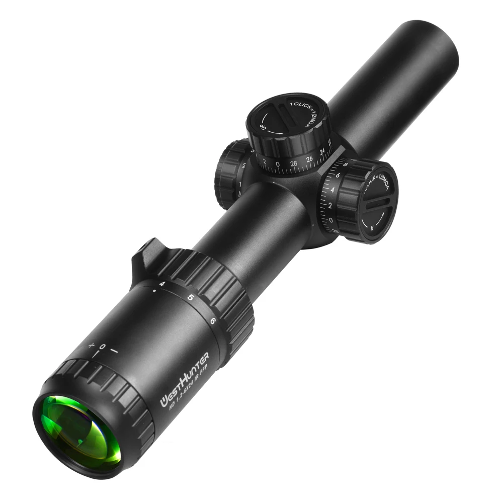 Imagem -04 - Westhunter hd 1.26x24 Ffp Compact Scope Iluminado r g Vidro Gravado Riflescopes Redefinição de Bloqueio Caça Pontos Turísticos Ópticos