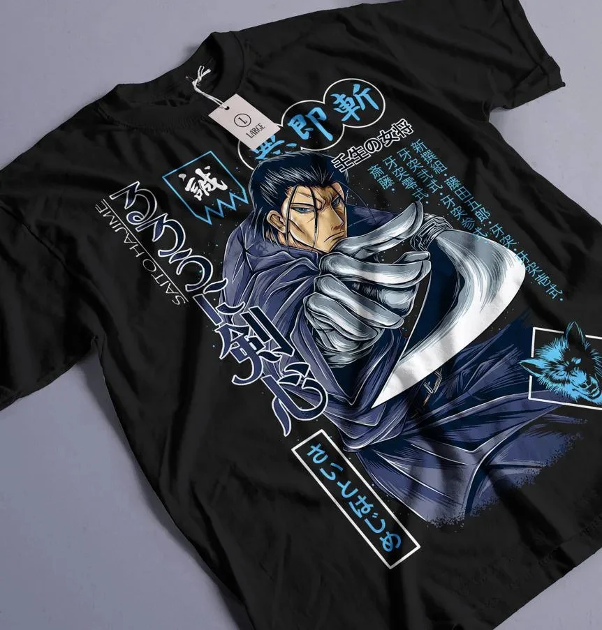Samurai Kenshin Fan hombres y mujeres verano puro algodón Casual suelta y de moda cuello redondo Camiseta de manga corta Top