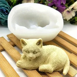 1Cute Lying Cat Silicone Mold-Make Realistic3DResin and Candle Jewelry-Very SuitableDIYAromatherapy Art,Easy Release Design