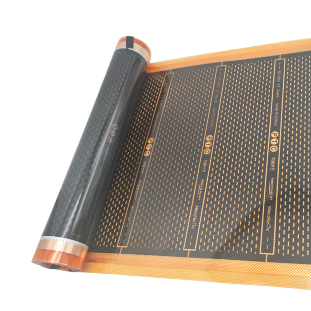 10 m²/Lot AC200~240V 50/80 cm breite Infrarot-PTC-Heizfolienmatte für Fußbodenheizungssysteme 220~240 W/M2 mit Zubehör – Detail 8