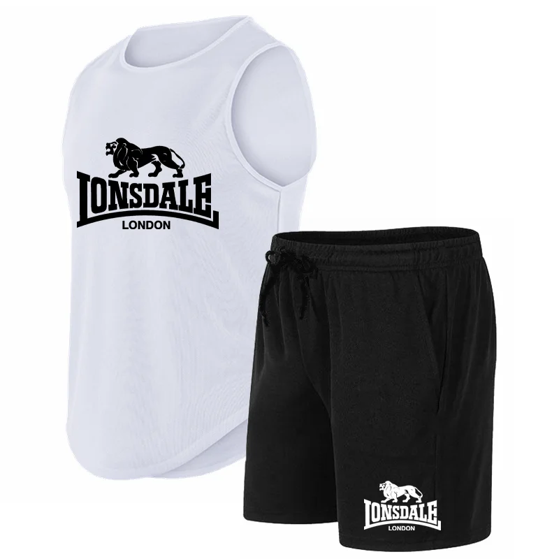 LONSDALE-Conjunto de ropa deportiva para hombre, camiseta y pantalones cortos informales de manga corta, para correr, verano, 2024