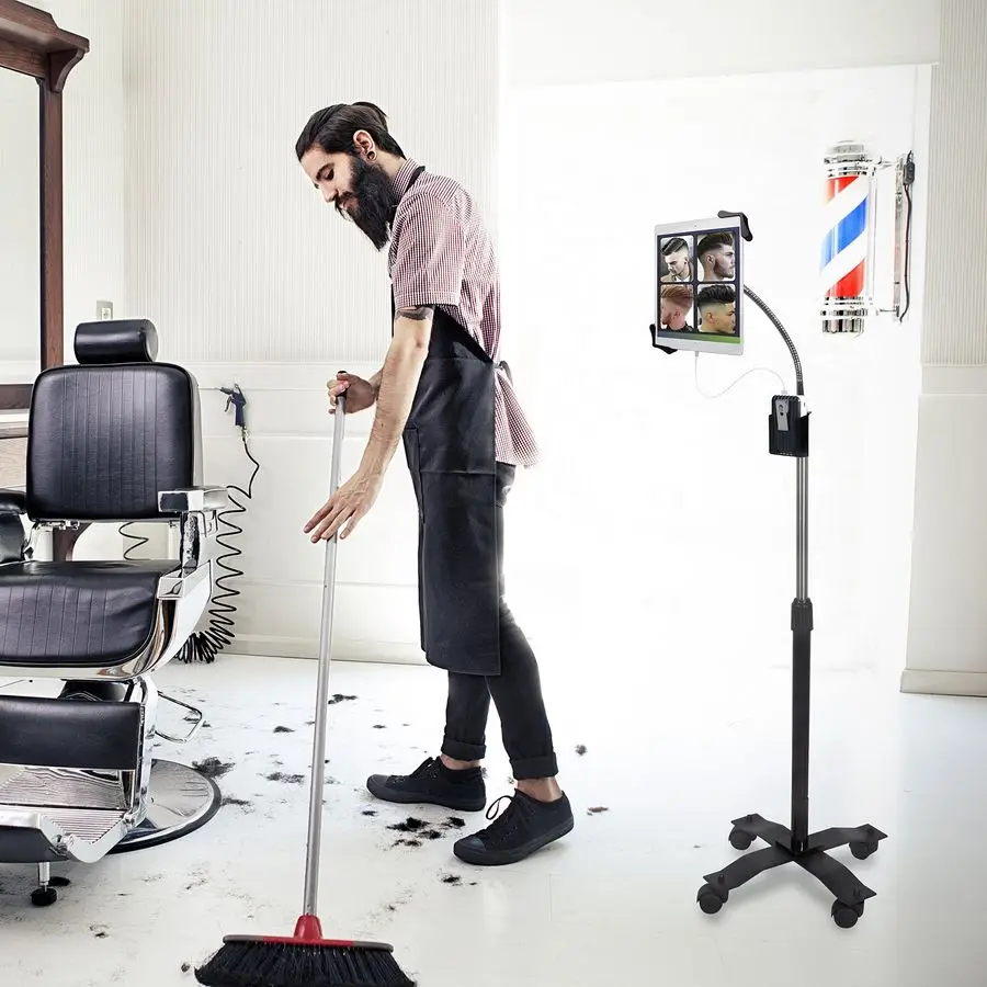 

Напольная подставка CTAs Compact с регулируемой гибкой стойкой и поворотными колесиками для iPad 7-го, 8-го, 9-го поколений 10.2, iPad Air 4, 12.9, Surface Pro