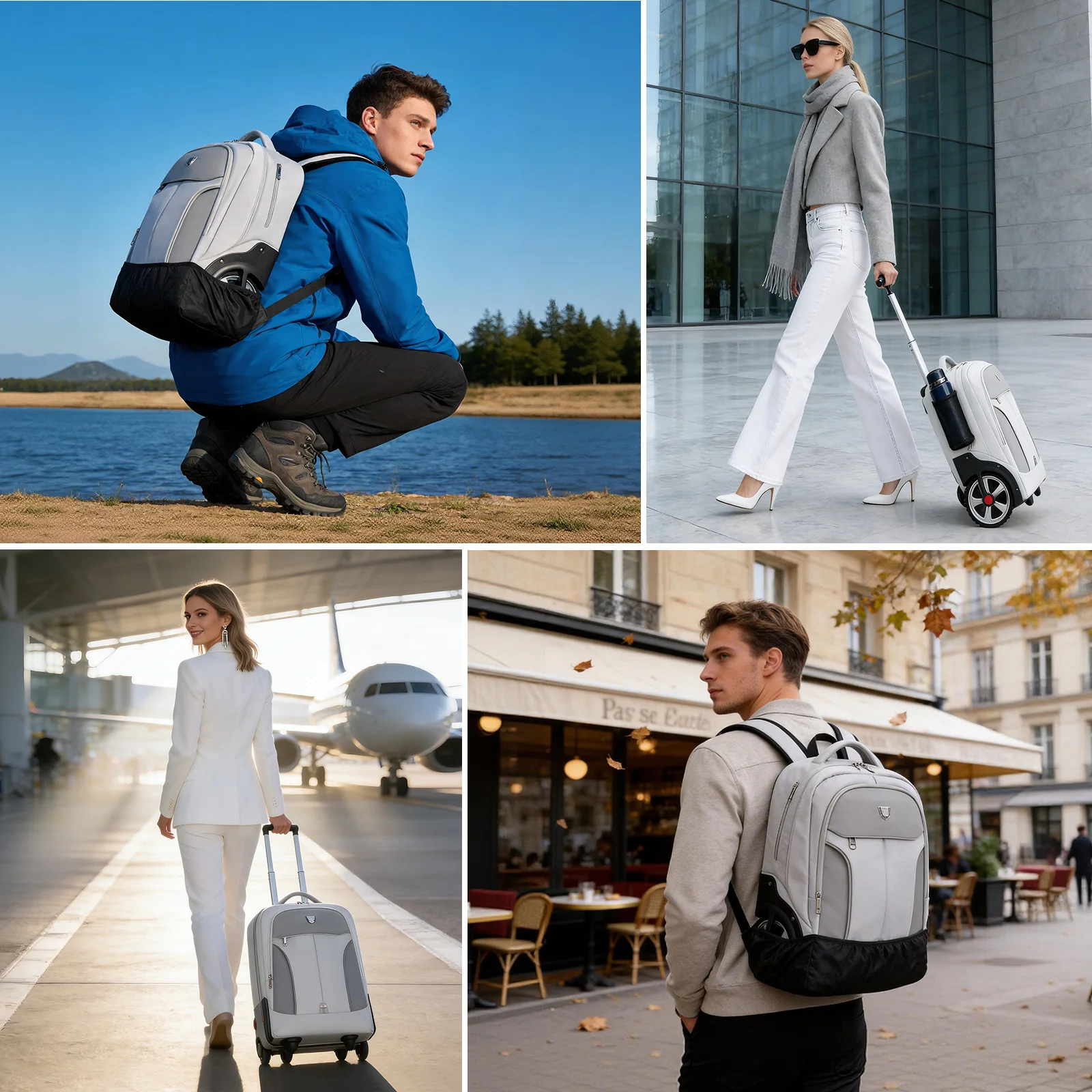 Rolling Luggage Backpack With Wheels Travel Suitcases Trolley Bags Multifinonal Laptop Carry on Backpack for Business Travel view 2