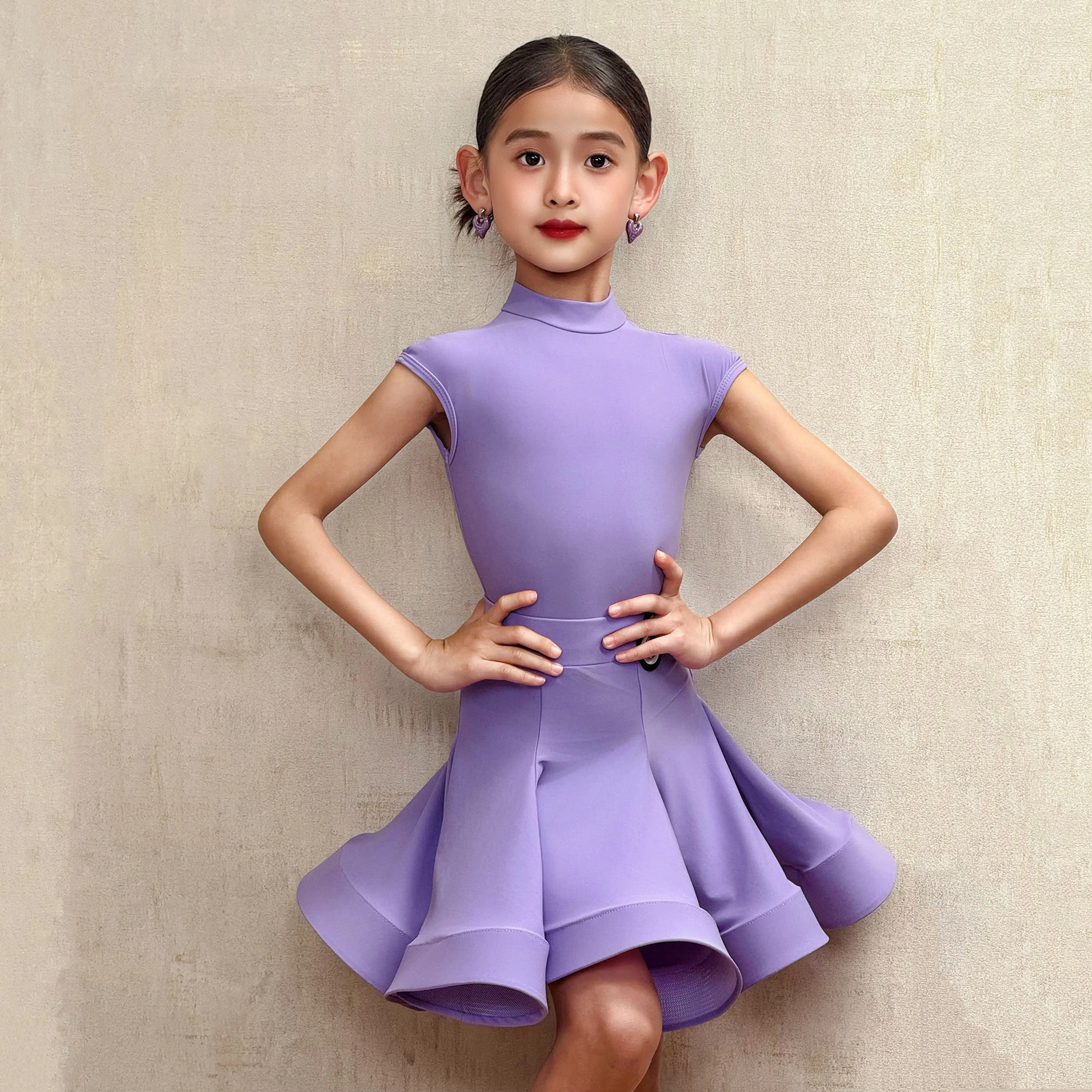 Multicolor Latin Dance Perofrmance Costumes For Girls Sleeveless Tops Split Skirts Suit Rumba Chacha Kids Latin Clothes XH5163