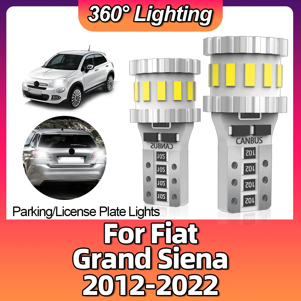 2Pcs T10 Interior Lights W5W LED Bulbs 168 194 LED 6000K White For Fiat Grand Siena 2012-2015 2016 2017 2018 2019 2020 2021 2022