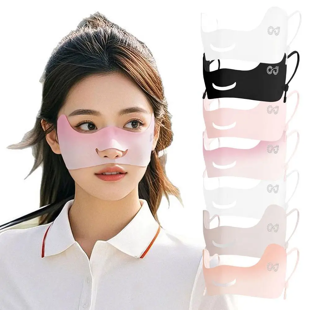 

Summer UV Protection Mask Women Cooling Ice Silk Breathable Thin Invisible Face Cover Sunscreen Anti-UV Fashionable Outdoor Gear
