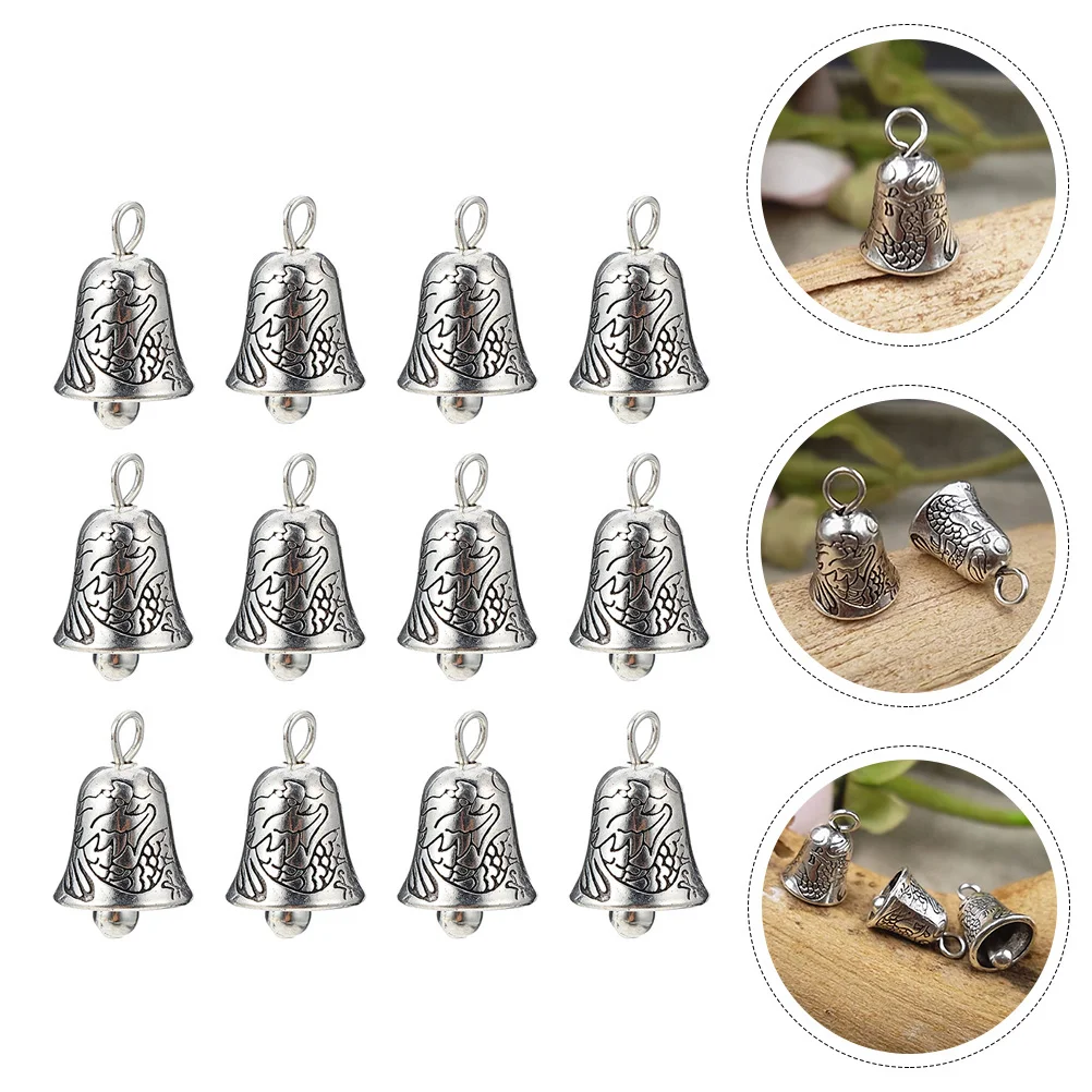 

50 Pcs Tibetan Silver Bell Pendant Retro Style Charms Alloy Bells Hanging Decoration