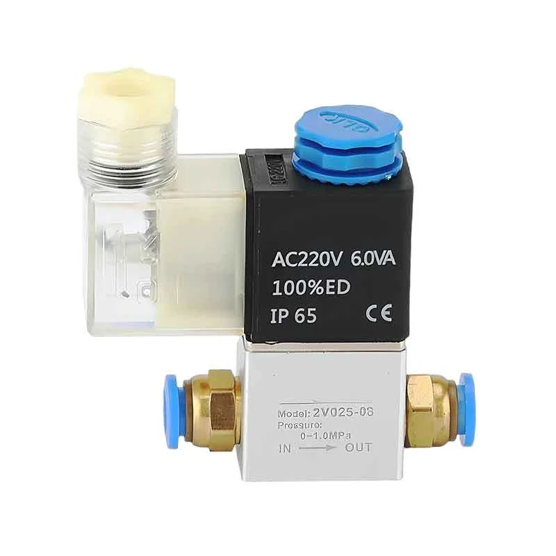 Pneumatic Solenoid Valve 2V025-06/08 12V 24V 110V 220V Gas Valve Solenoid Air Valve Normally Closed 2 Position 2 Port Durable