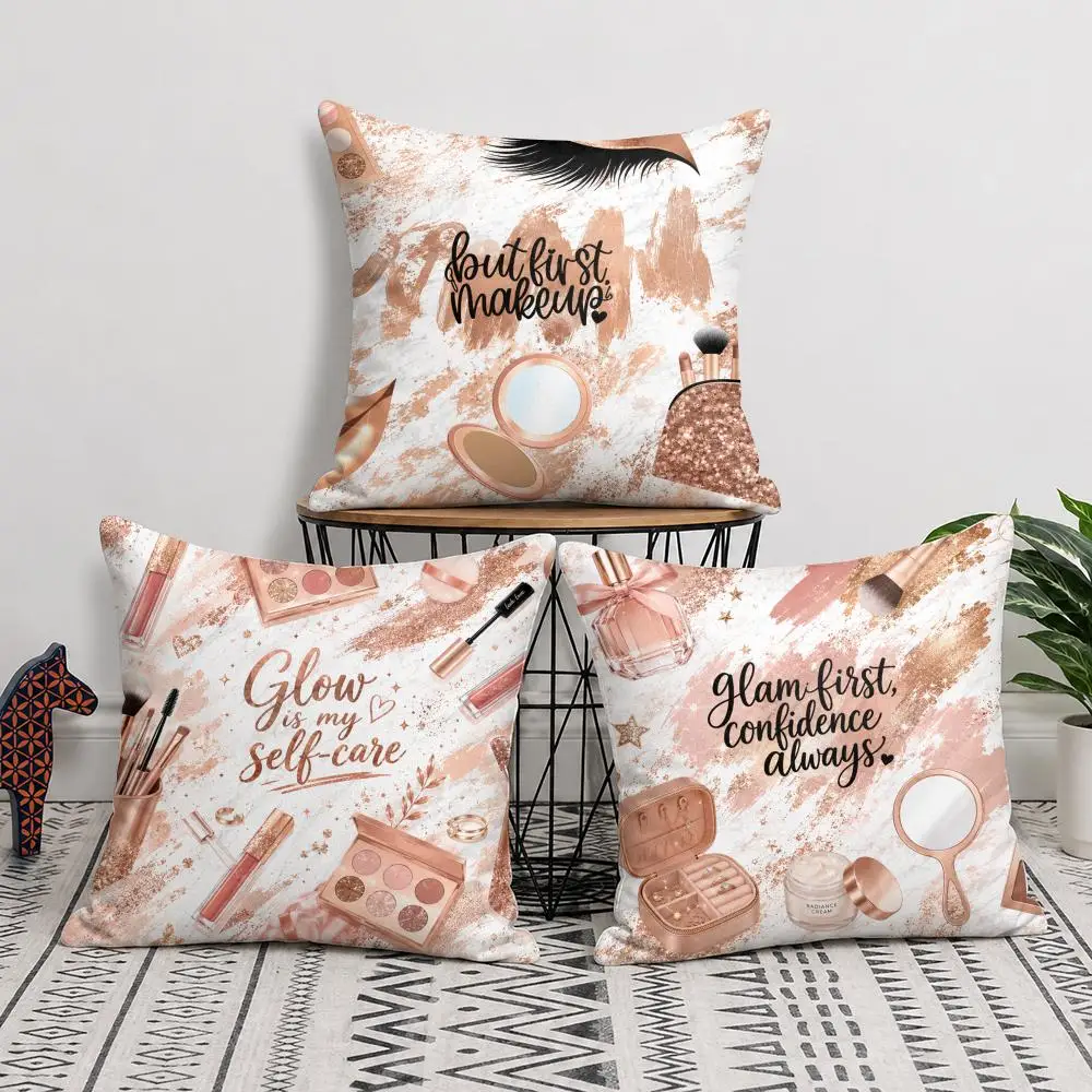 Luxury Beauty Collection Cushion Cover Short Plush Soft Double-Sided Printing Pillow Case Cozy Sofa Bedroom Home Decor Gift