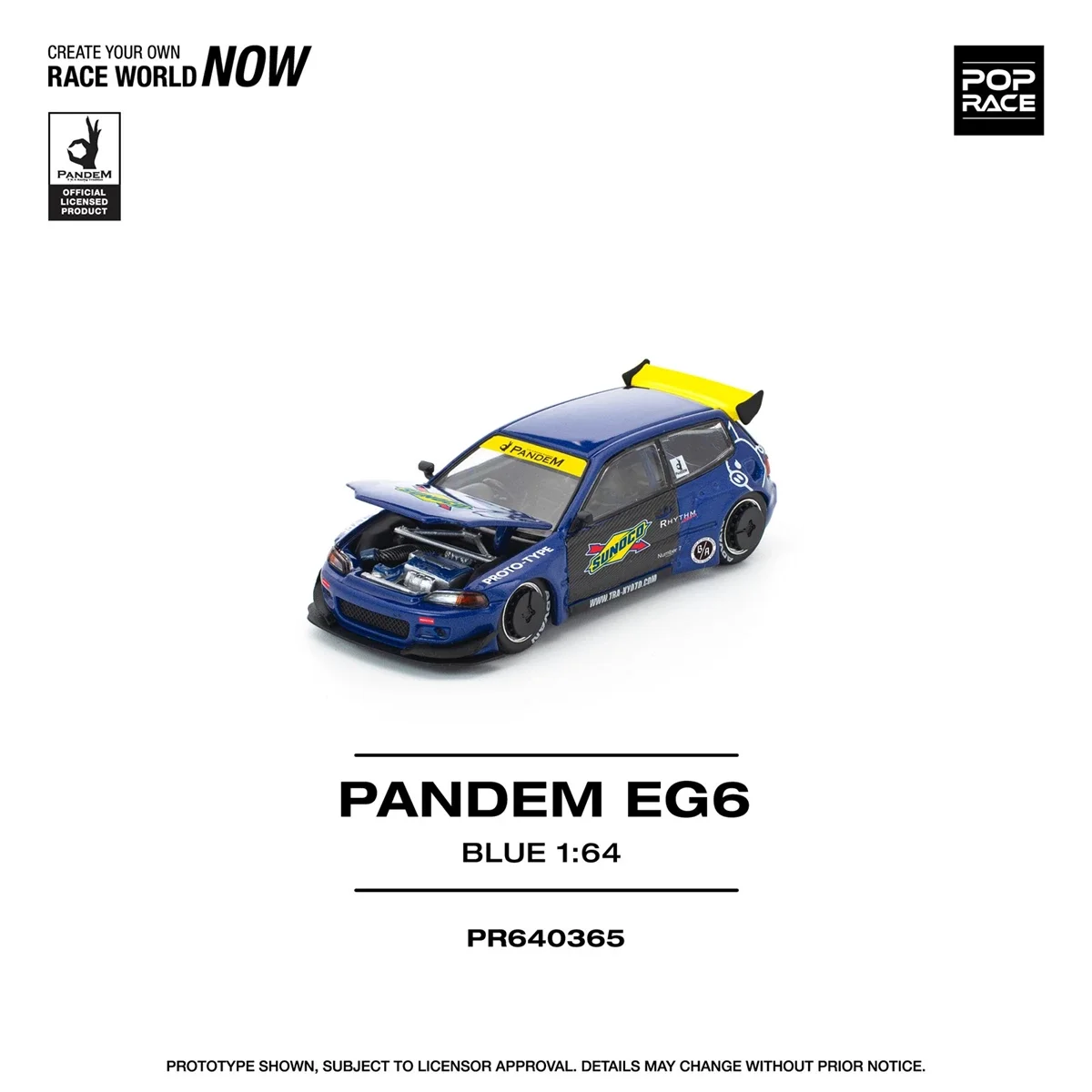 Diecast Poprace 1:64 Scale Honda Civic EG6 Civic Mk5 Rocket Rabbit Widebody Alloy Car Model