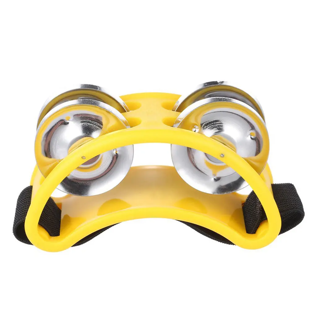 Foot Jingle Bells Musical Instrument Yellow Nickel-Plated Metal Jingles Compact ABS Body Elastic Strap Foot Tambourine