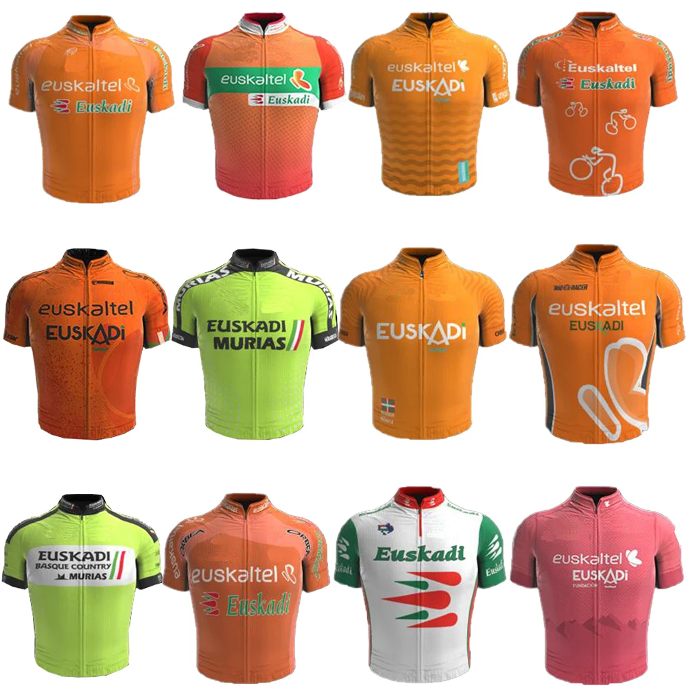 Retro Cycling Jersey Euskadi Men Short Sleeved Bike Clothing Summer Breathable Classic Team Bicycle Jersey