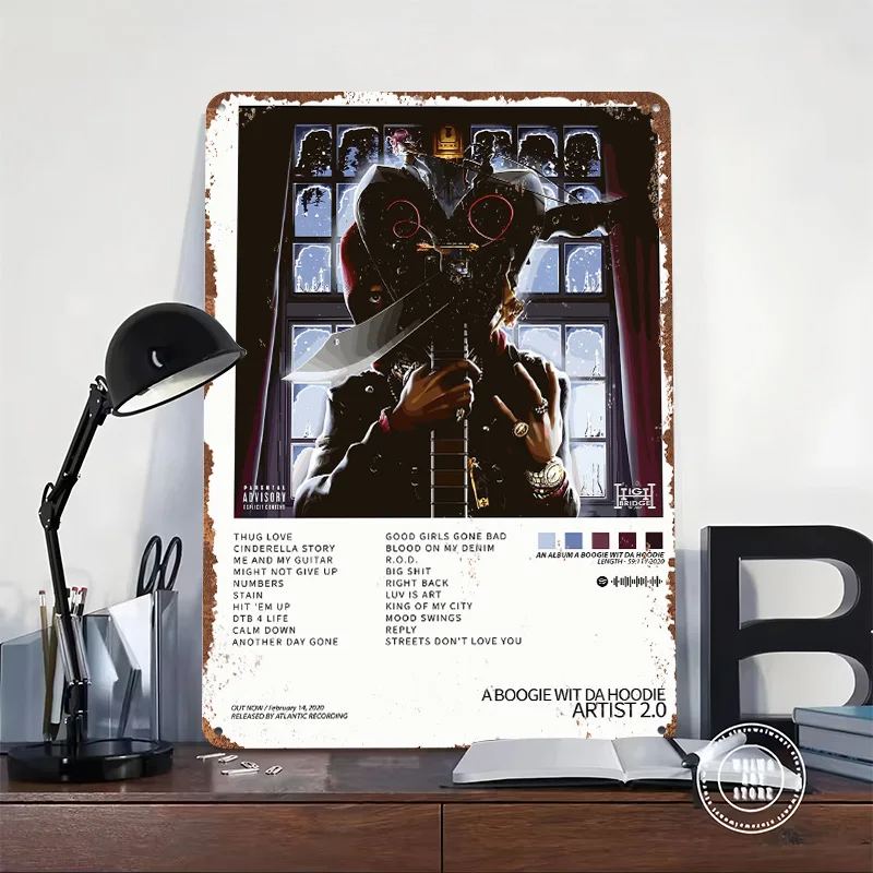 A Boogie Wit Da Hoodie Album Art 3D Printed Texture Poster Personalized Wall Art Retro Metal Tin Signs for Article Decoration
