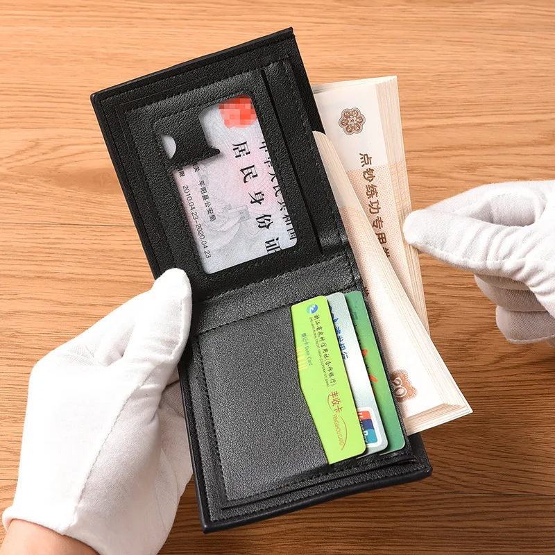 กระเป๋าสตางค์ซิปทรงสลิมสำหรับผู้ชายกระเป๋าสตางค์ธุรกิจความจุขนาดใหญ่พร้อมการเย็บสีตัดกันคลิปเงินโลหะที่ปลอดภัย